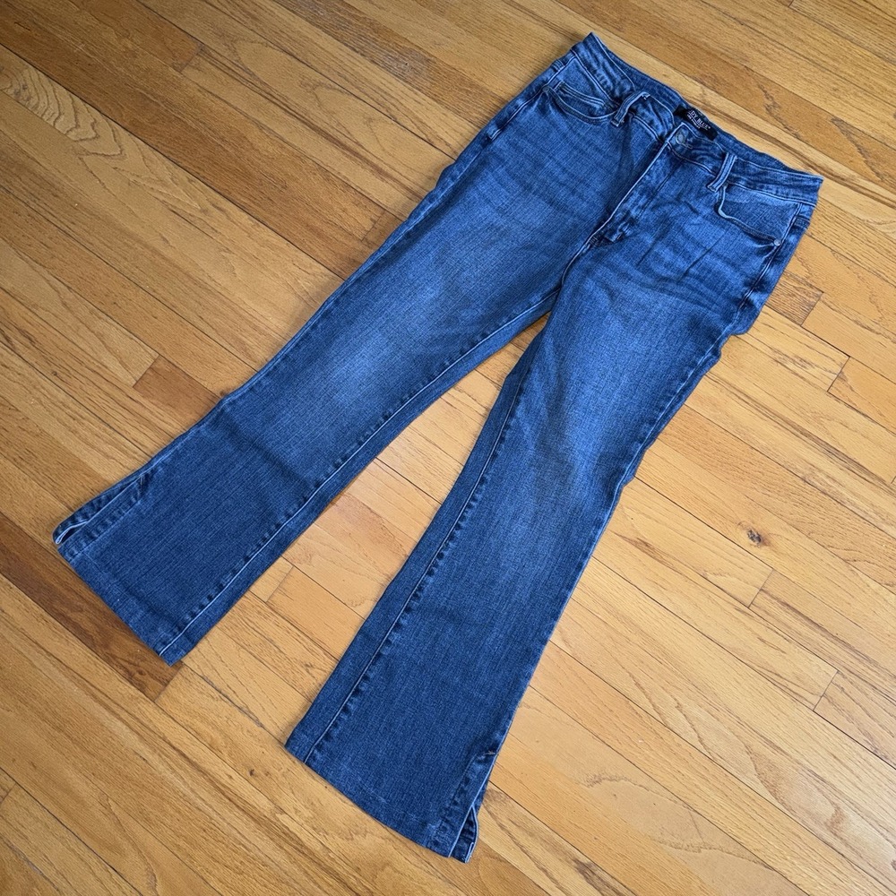 Judy Blue Bootcut Denim Blue Jeans 13 / 31‎ Stretch Hem Slit Slim Cotton Blend